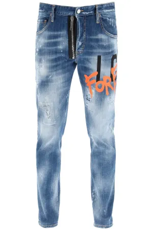 Dsquared2 Graffiti Distressed Jeans