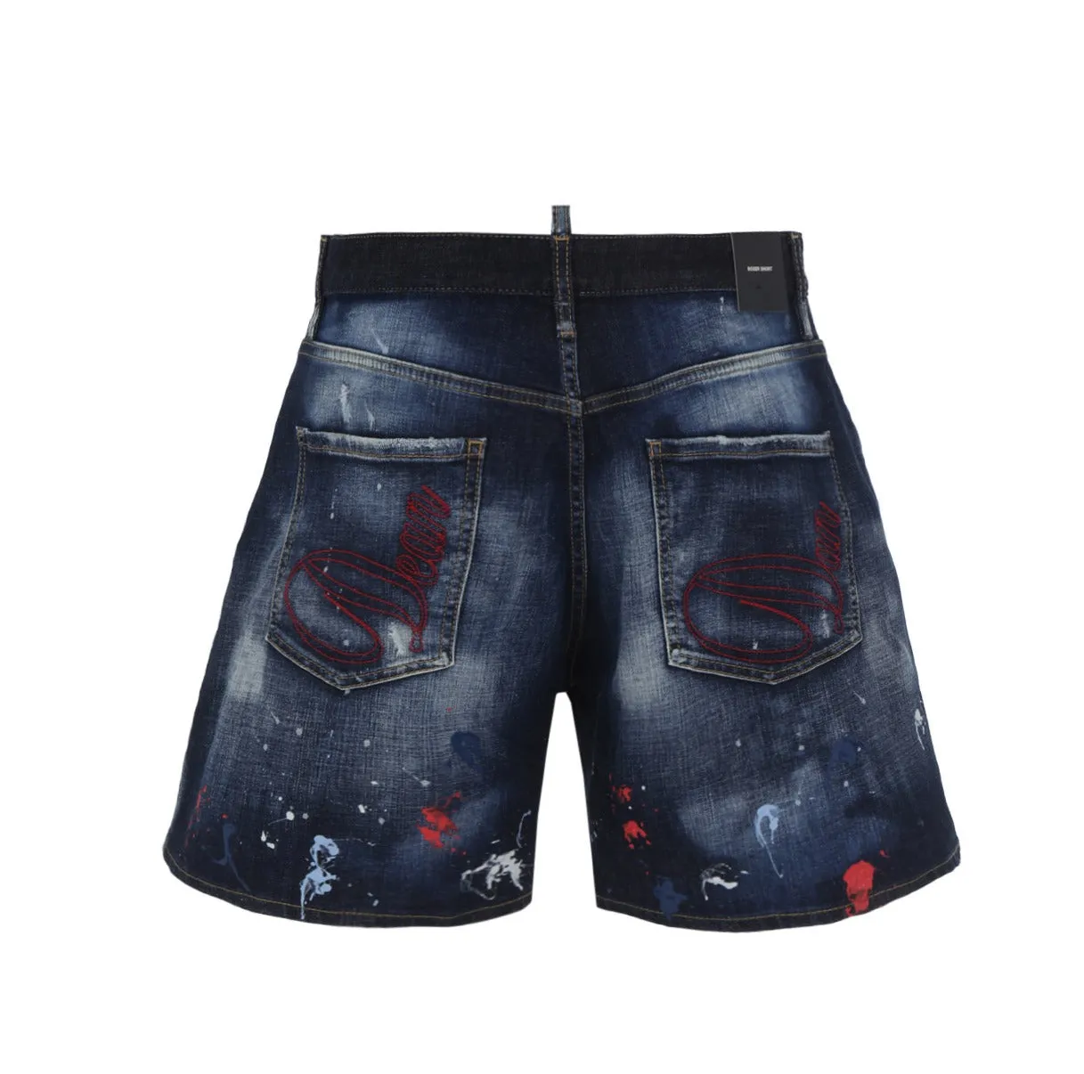 Dsquared2 High Waist Logo Embroidered Denim Shorts