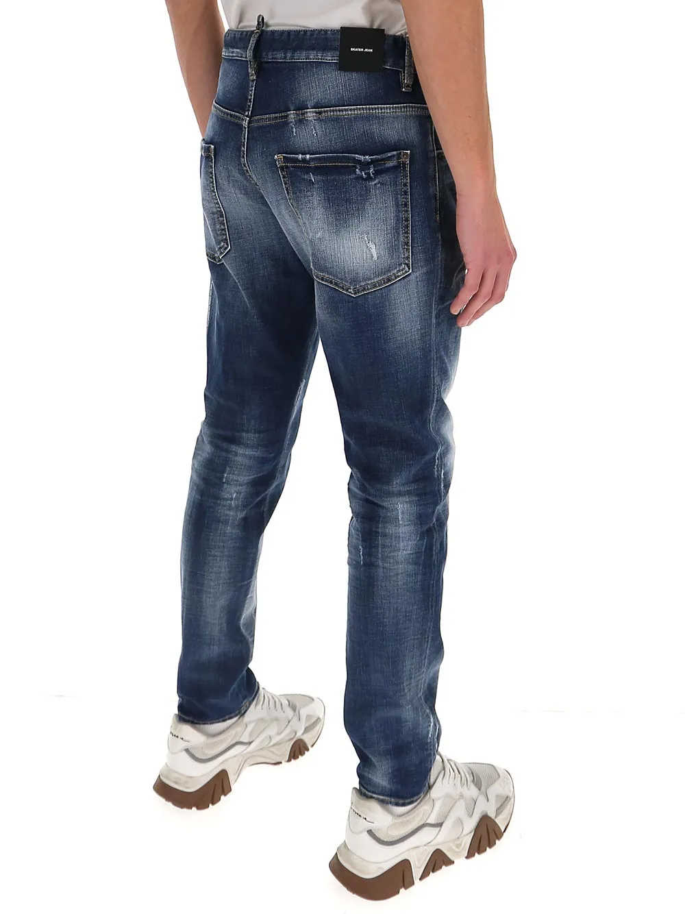 Dsquared2 Logo Print Distressed Jeans