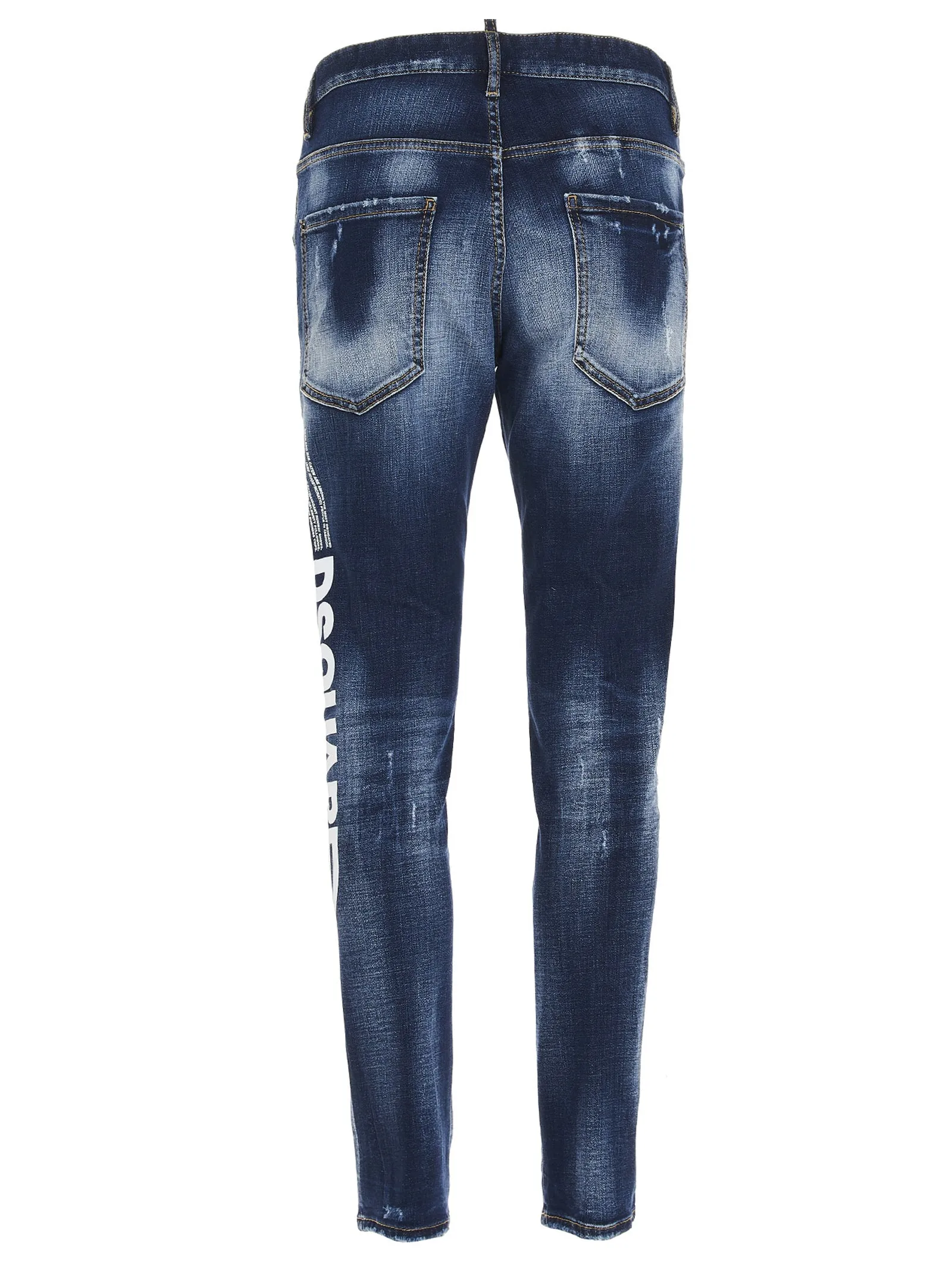 Dsquared2 Logo Print Distressed Jeans