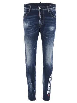 Dsquared2 Logo Print Distressed Jeans