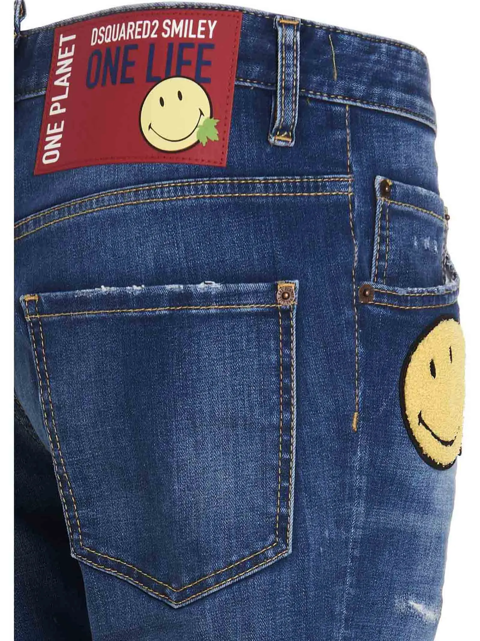 Dsquared2 One Life One Planet Smiley Distressed Jeans