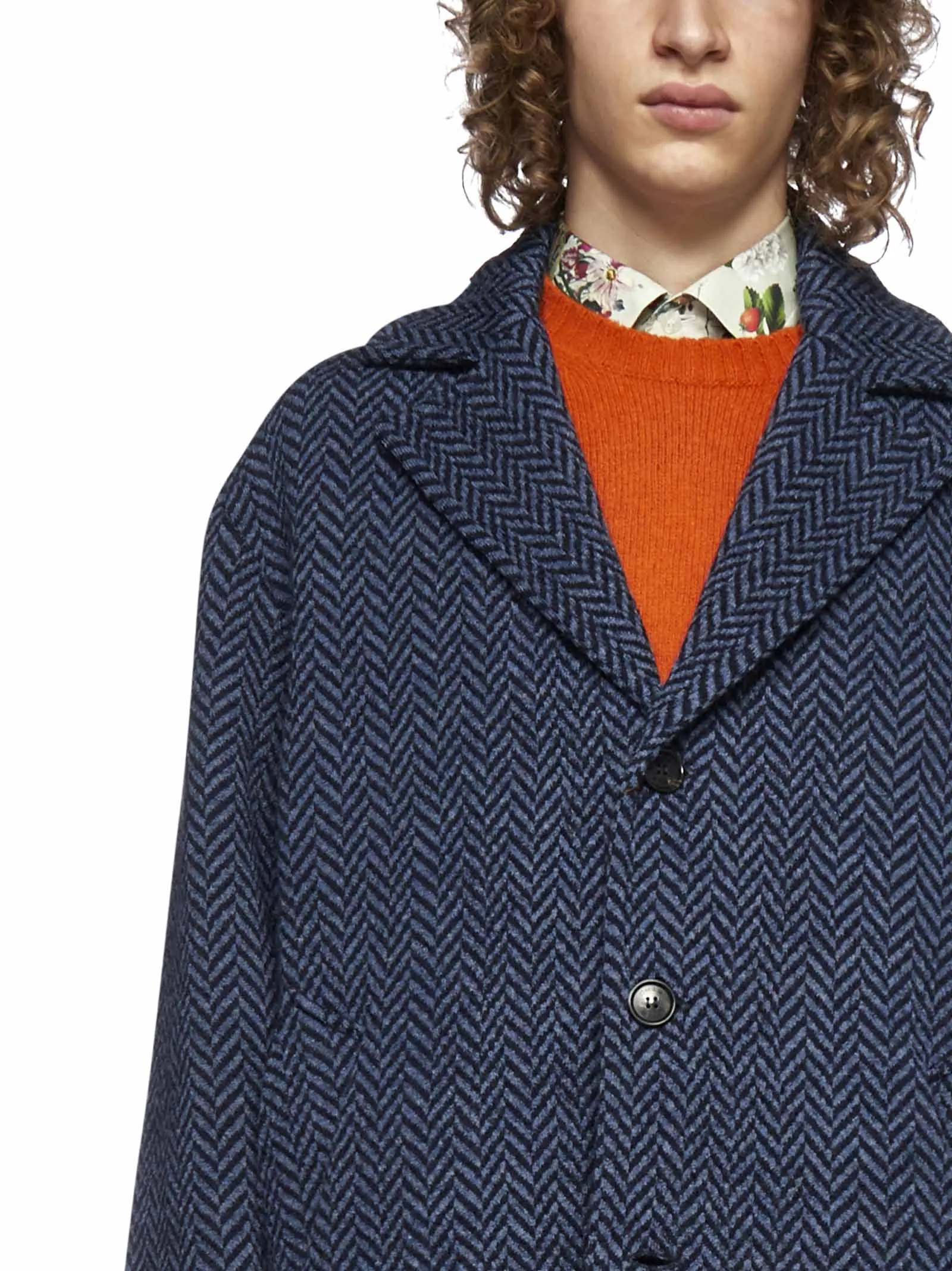 Etro Single-Breasted Chevron Coat