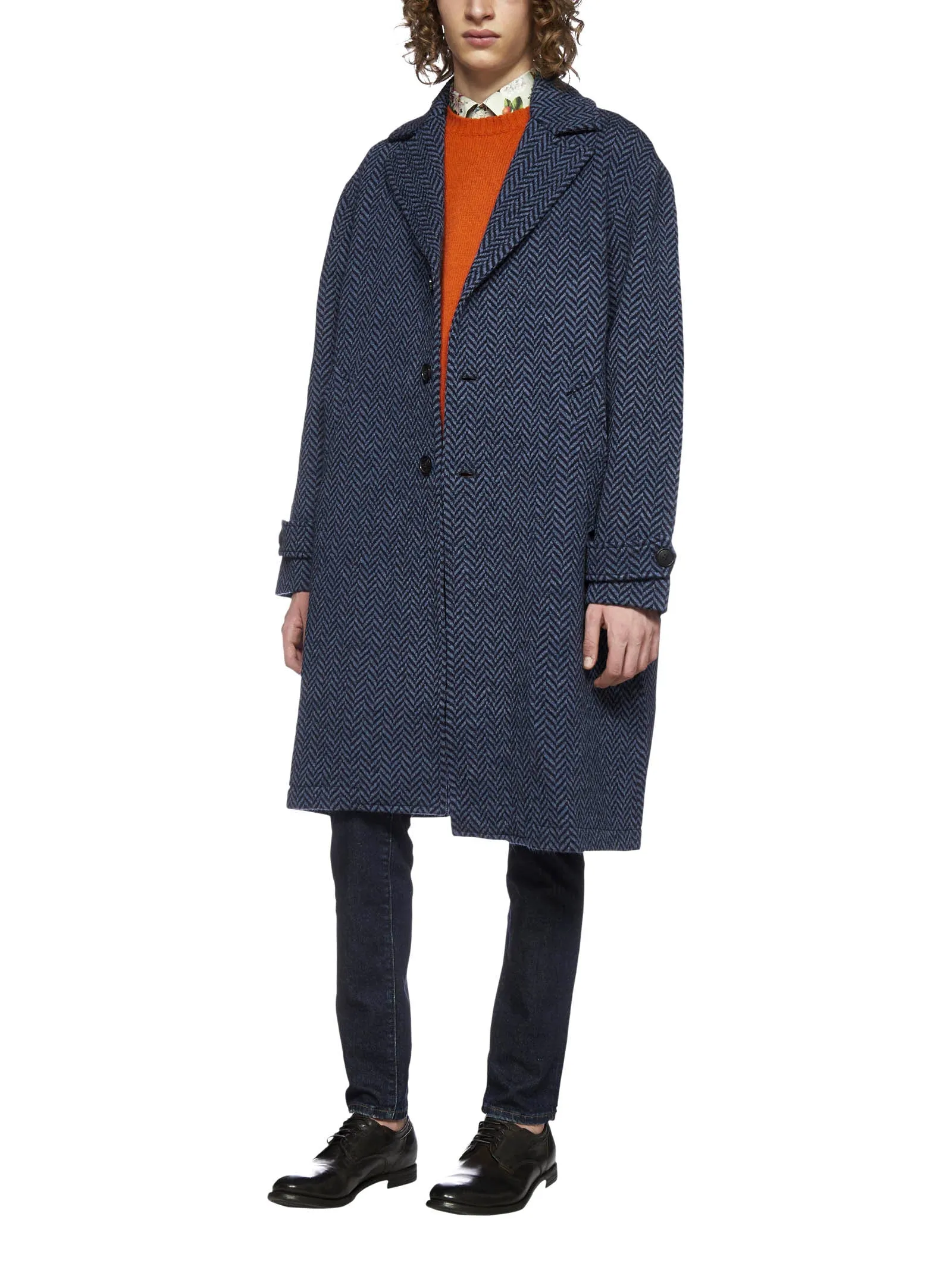 Etro Single-Breasted Chevron Coat