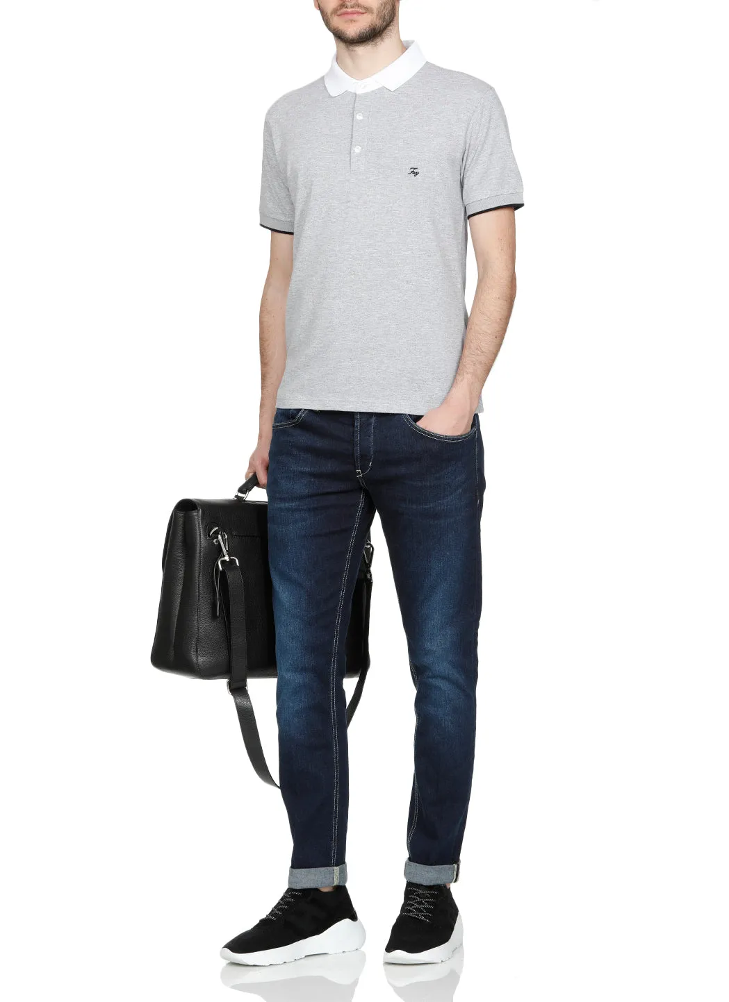 Fay Contrast Collar Polo Shirt