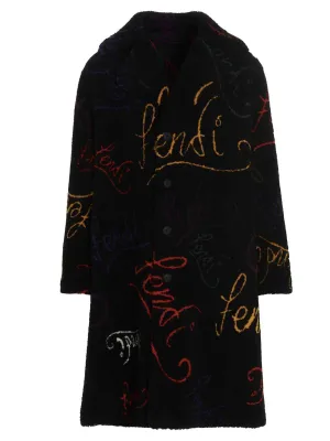 Fendi Allover Logo Single Breasted Coat