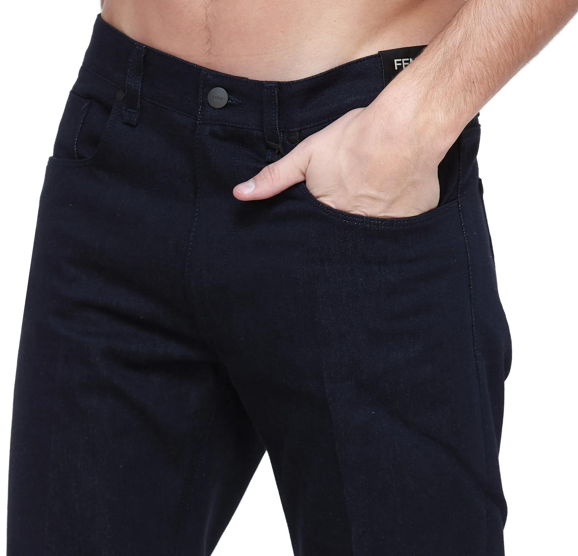 Fendi Logo Patch Straight Leg Jeans