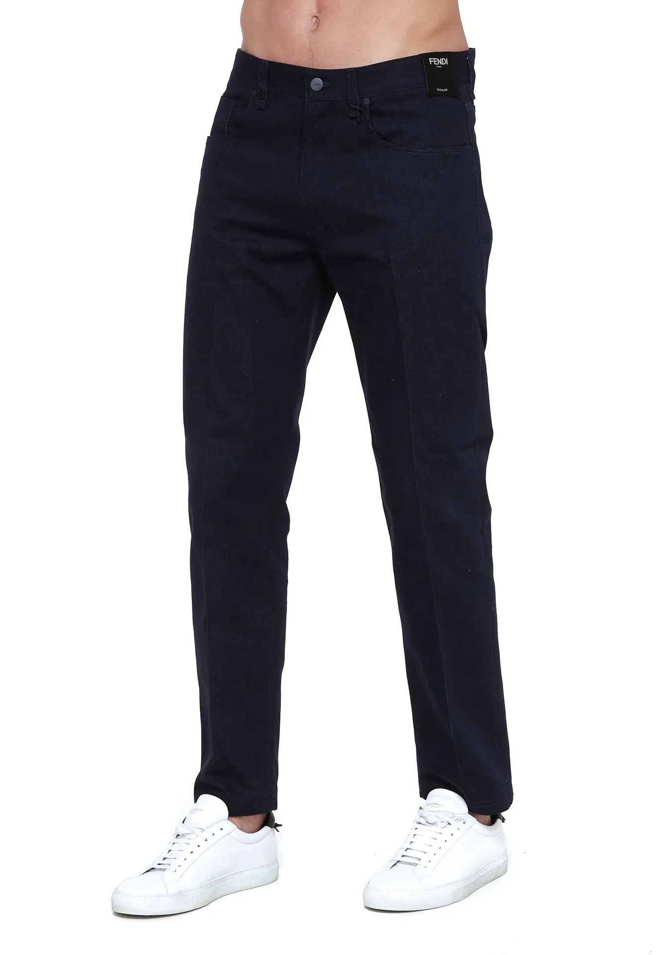 Fendi Logo Patch Straight Leg Jeans