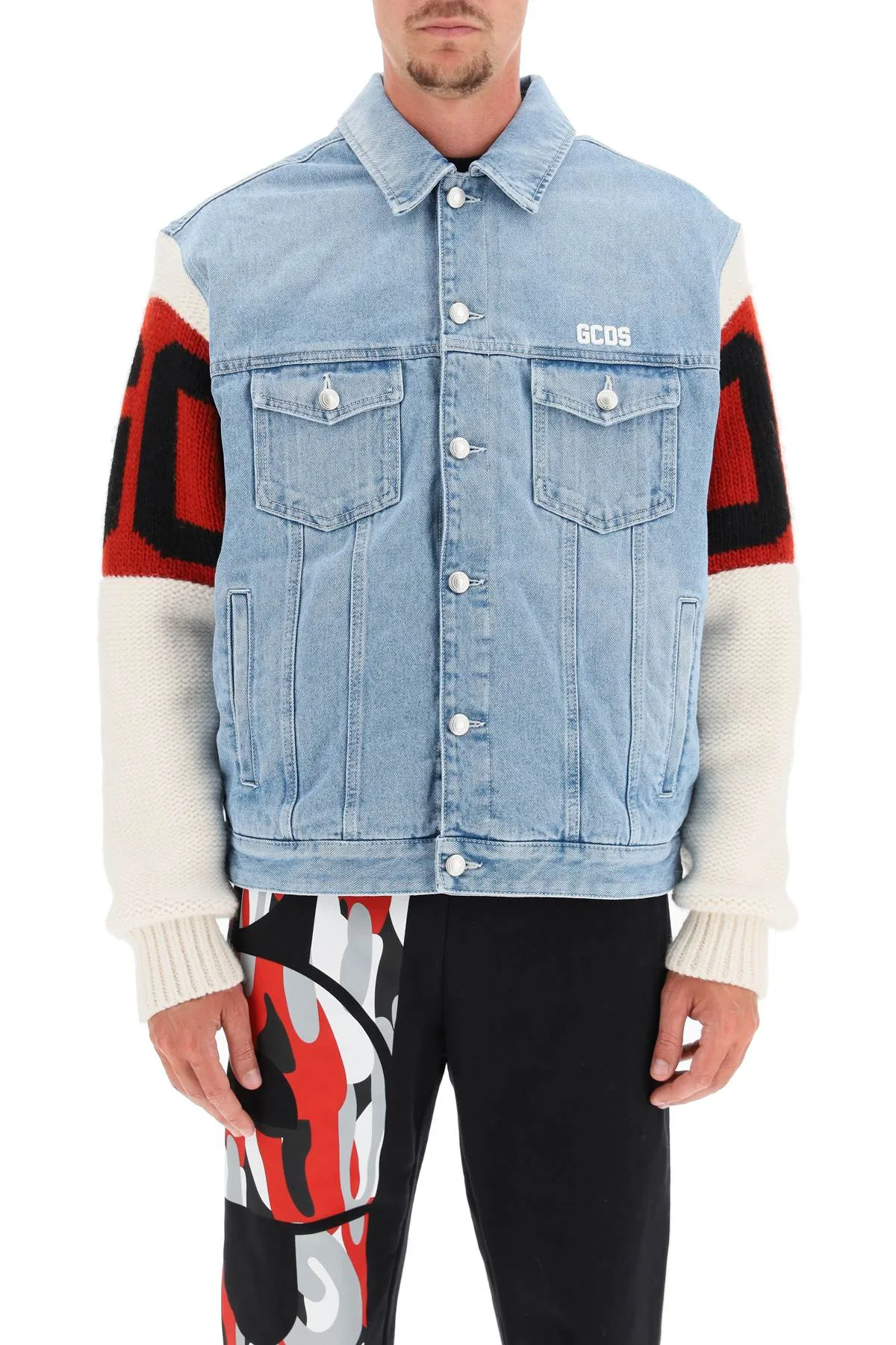 GCDS Logo Intarsia Denim Jacket
