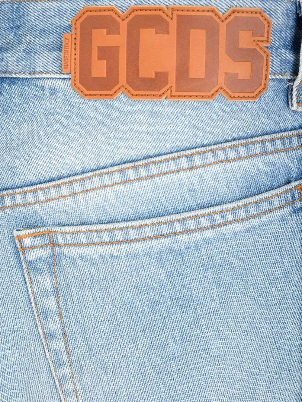 GCDS Logo Patch Denim Shorts