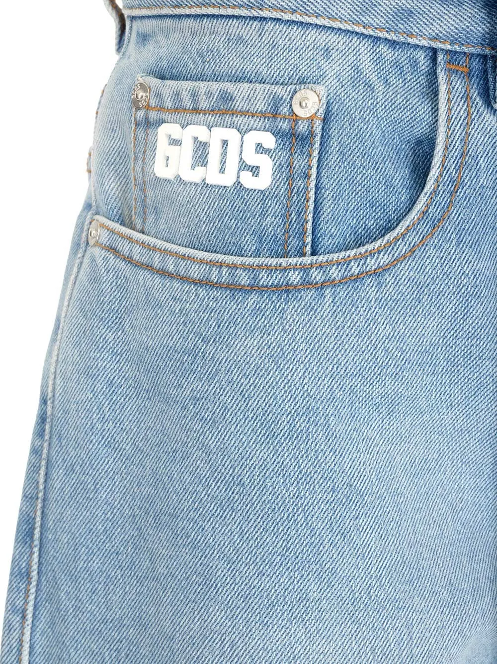 GCDS Logo Patch Denim Shorts