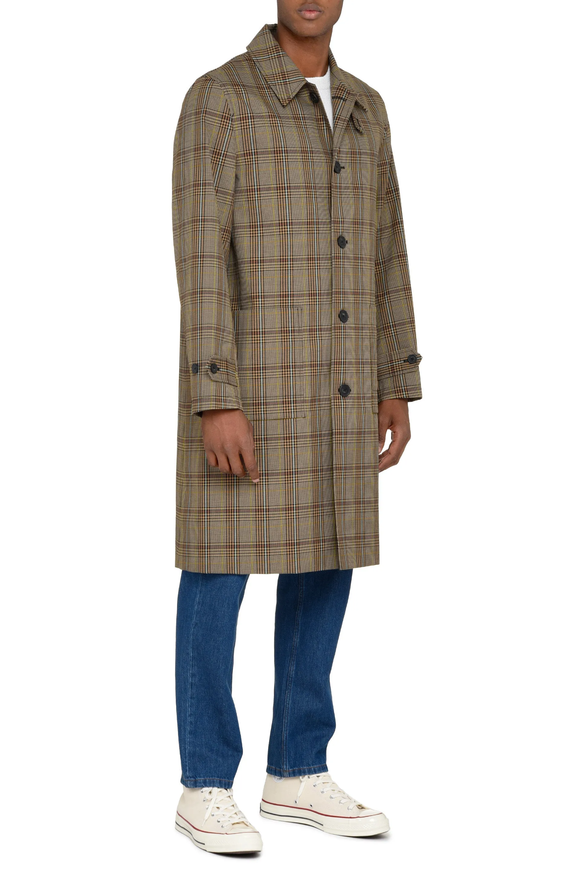 Helmut Lang Checked Car Coat