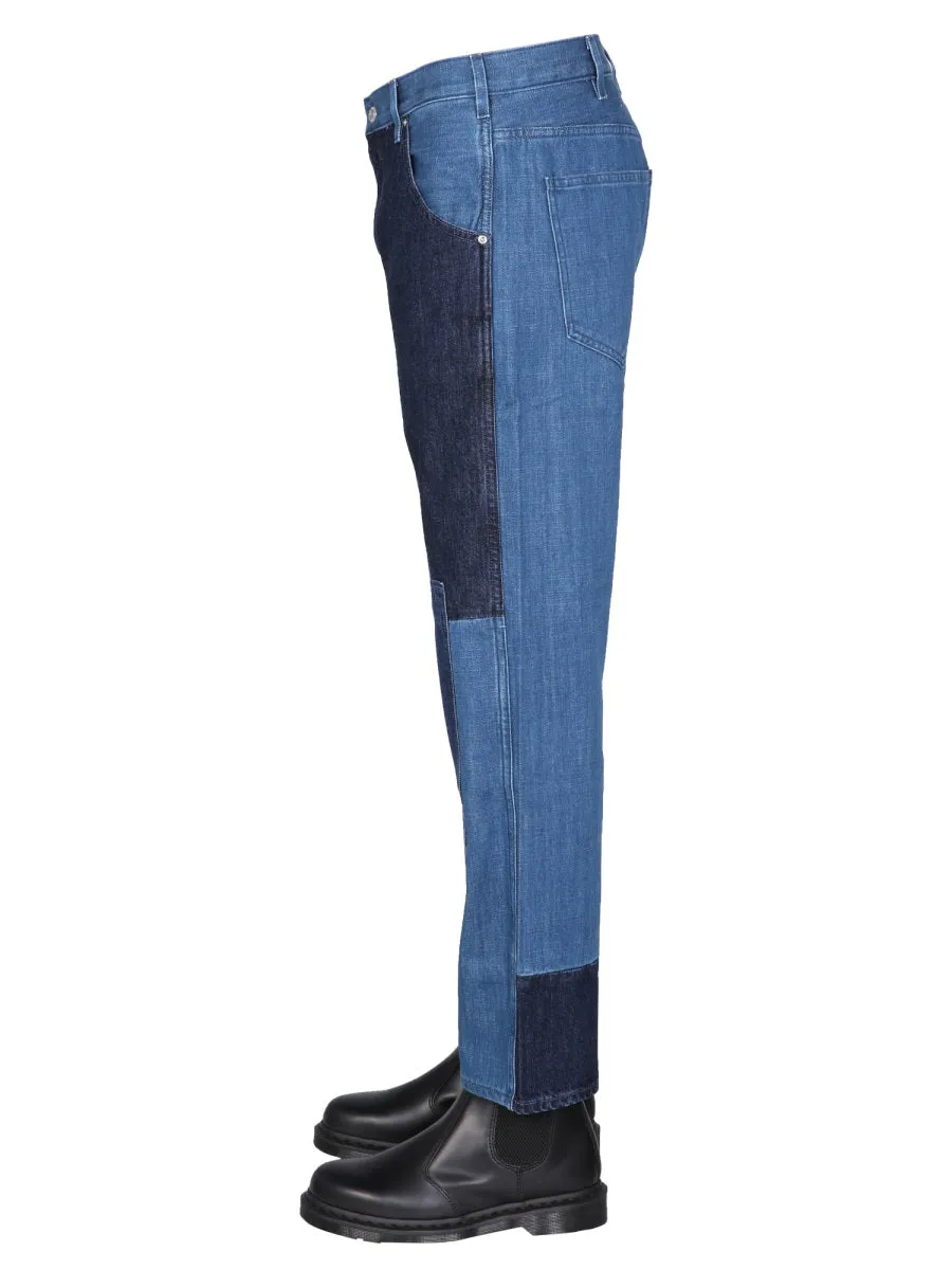 Helmut Lang Pieced Tapered Jeans