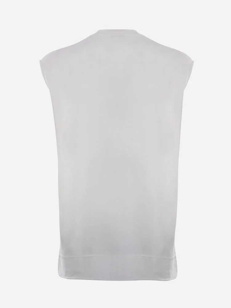 Jil Sander Chevron Embroidered Crewneck Tank Top