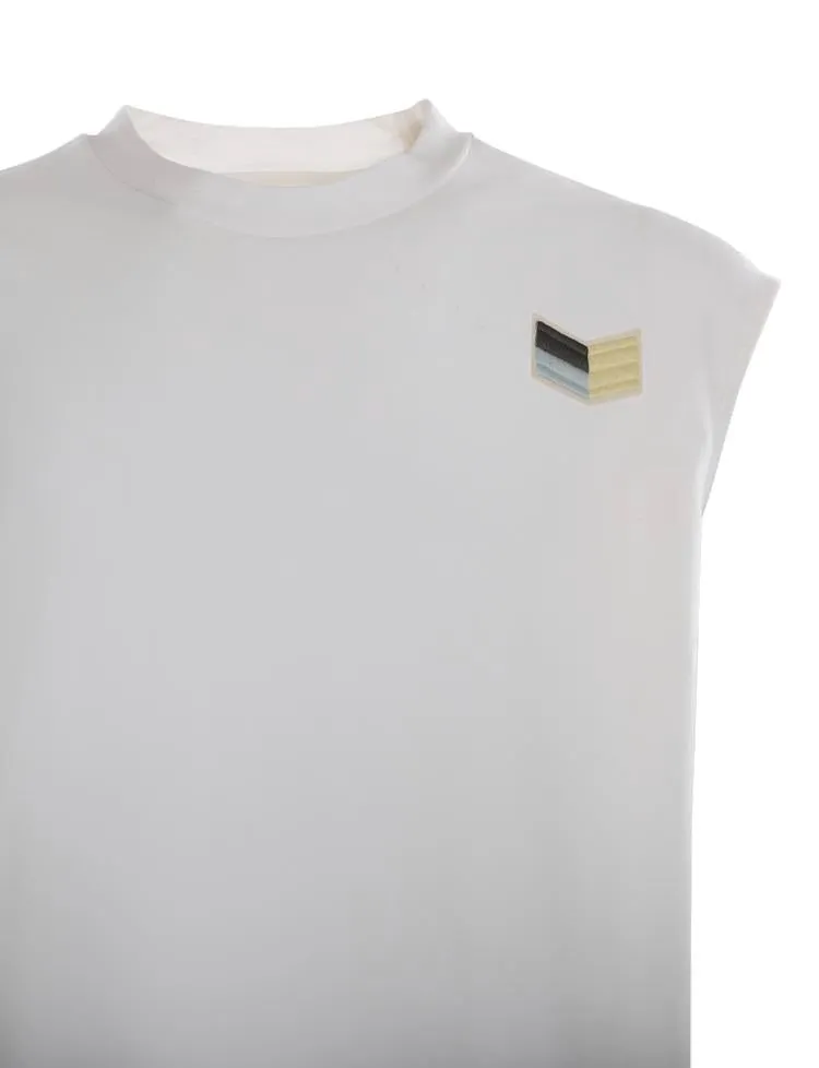 Jil Sander Chevron Embroidered Crewneck Tank Top