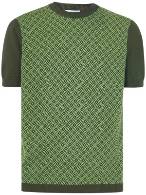 Malo Geometric-Intarsia Crewneck Knitted Top