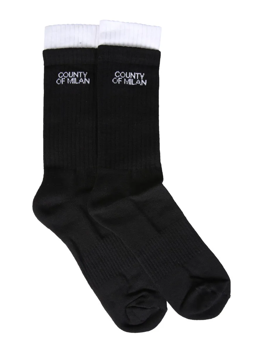Marcelo Burlon County Of Milan Logo Intarsia Socks