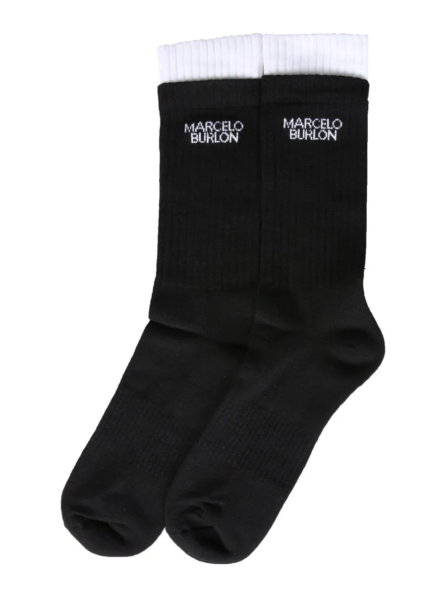 Marcelo Burlon County Of Milan Logo Intarsia Socks