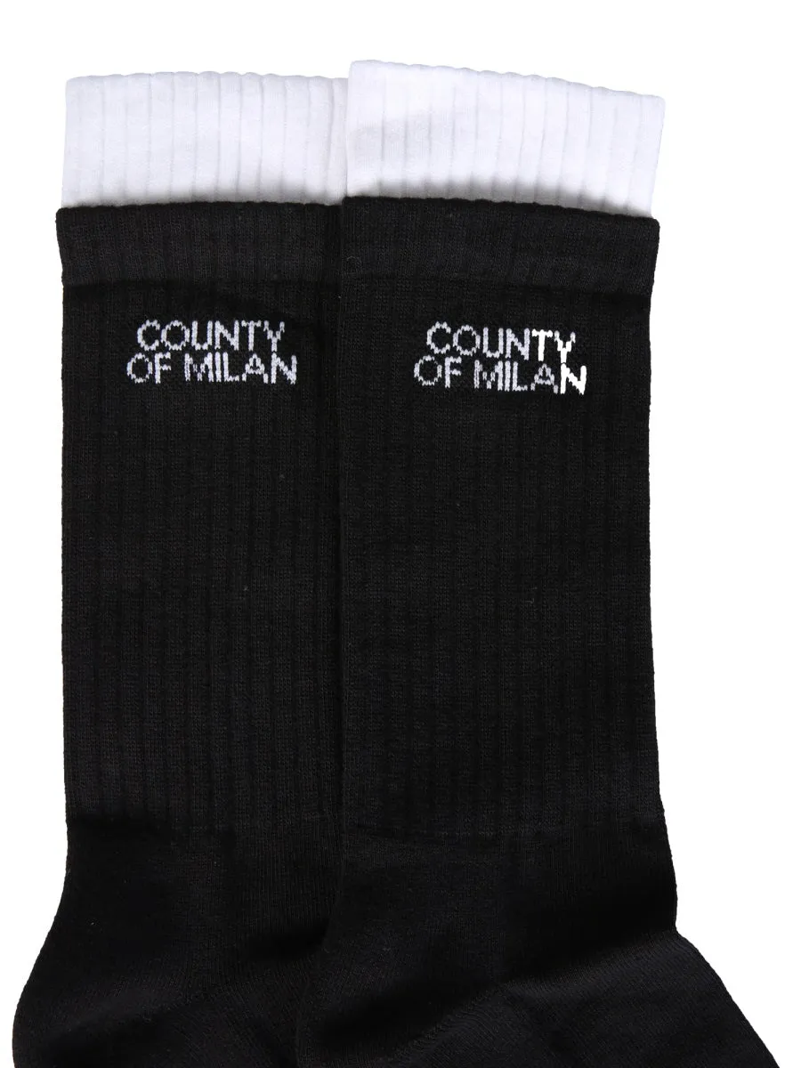 Marcelo Burlon County Of Milan Logo Intarsia Socks