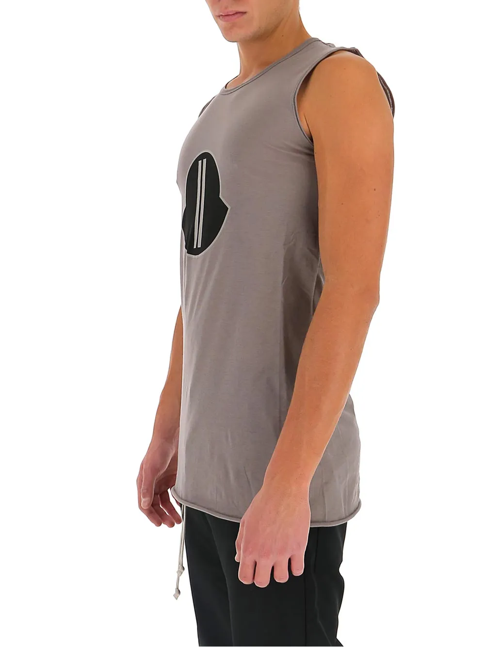 Moncler   Rick Owens Sleeveless Oversized Logo Patch Tank Top