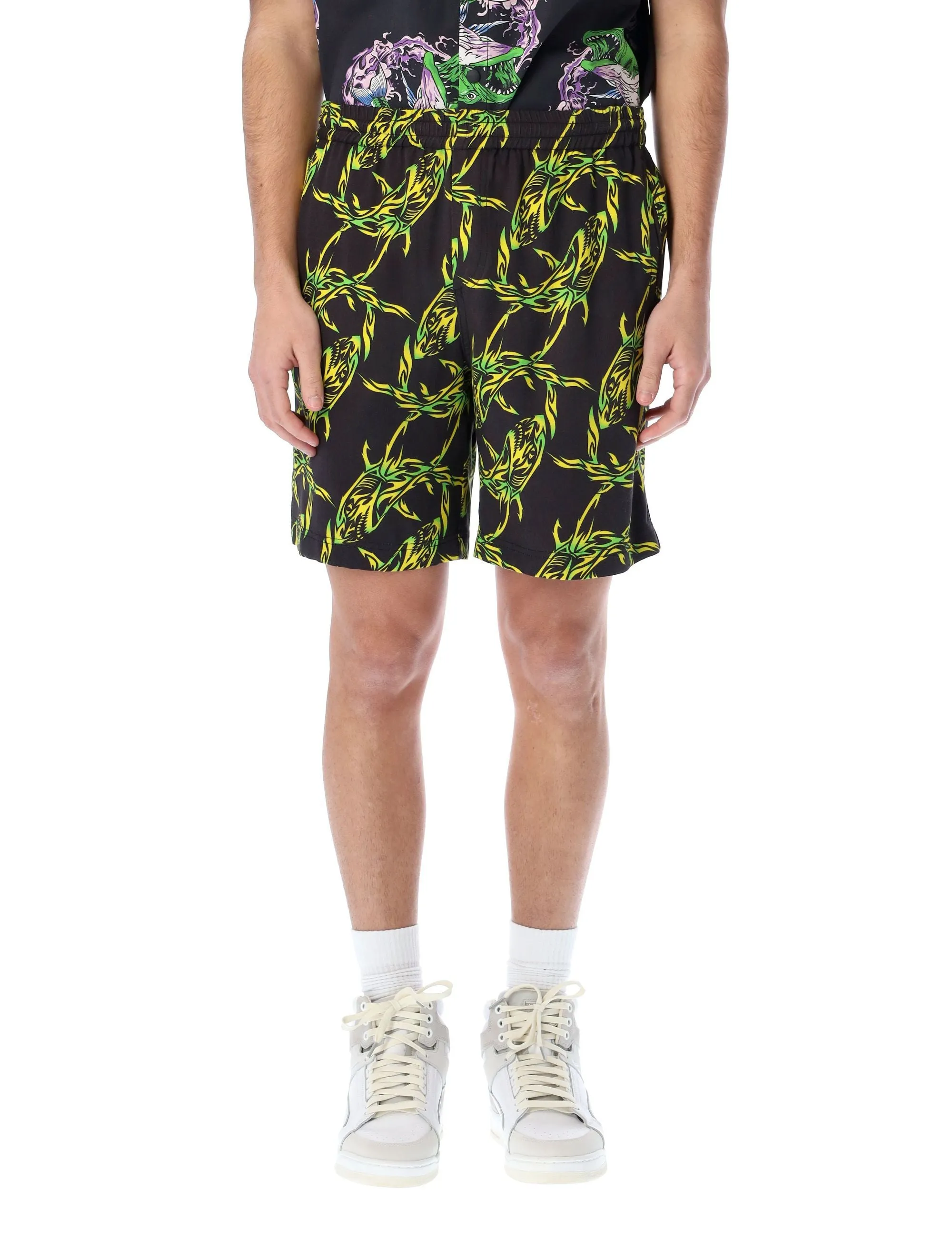 MSGM Allover Shark Printed Shorts