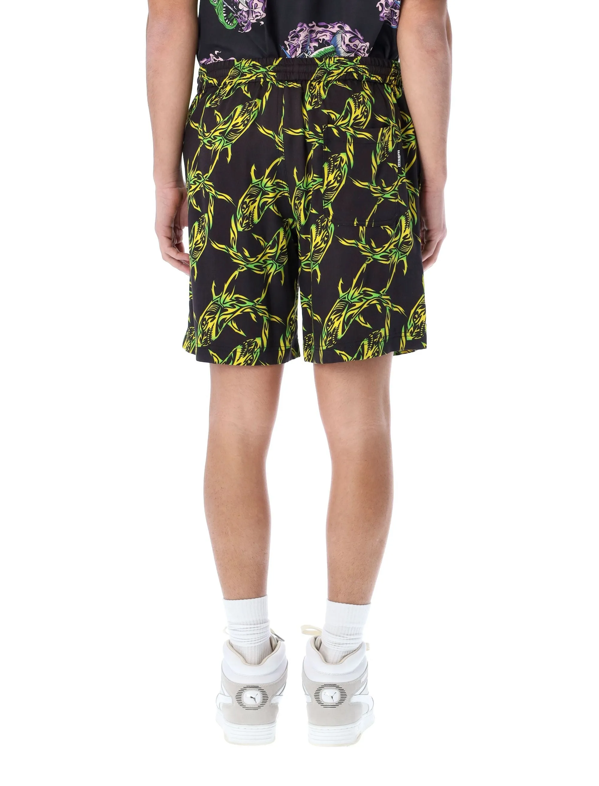 MSGM Allover Shark Printed Shorts
