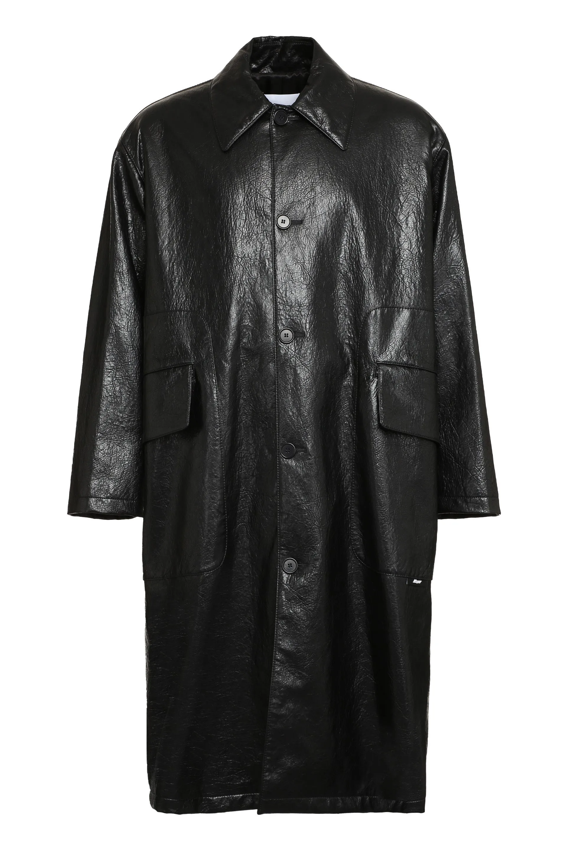 MSGM Faux Leather Button-Down Coat