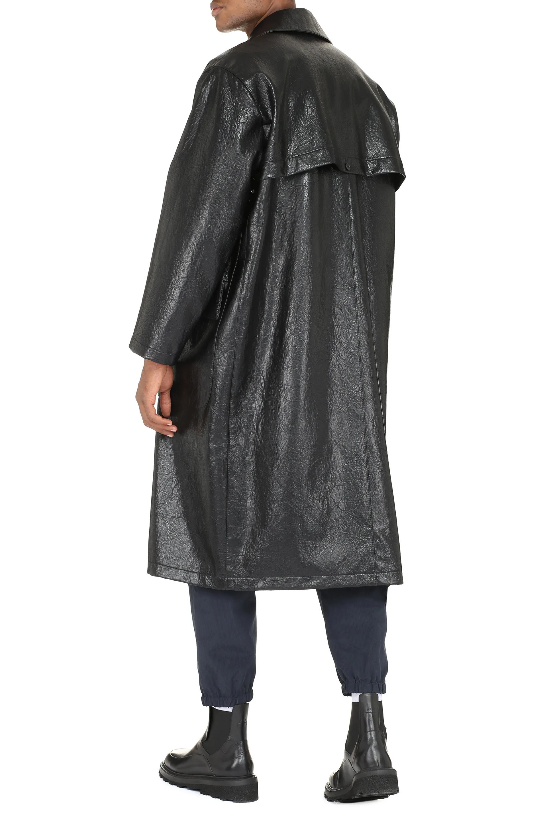 MSGM Faux Leather Button-Down Coat
