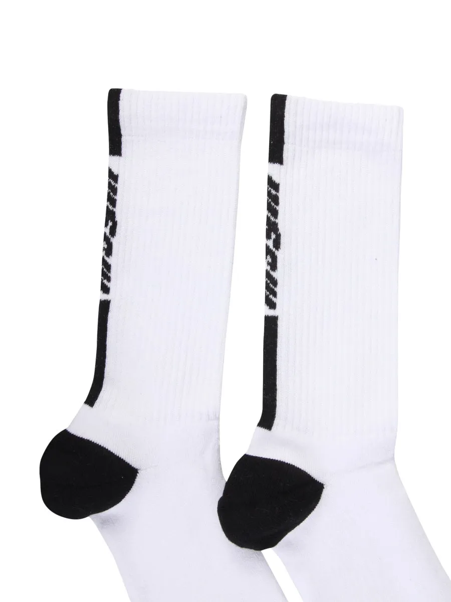 MSGM Logo Intarsia Ribbed Socks