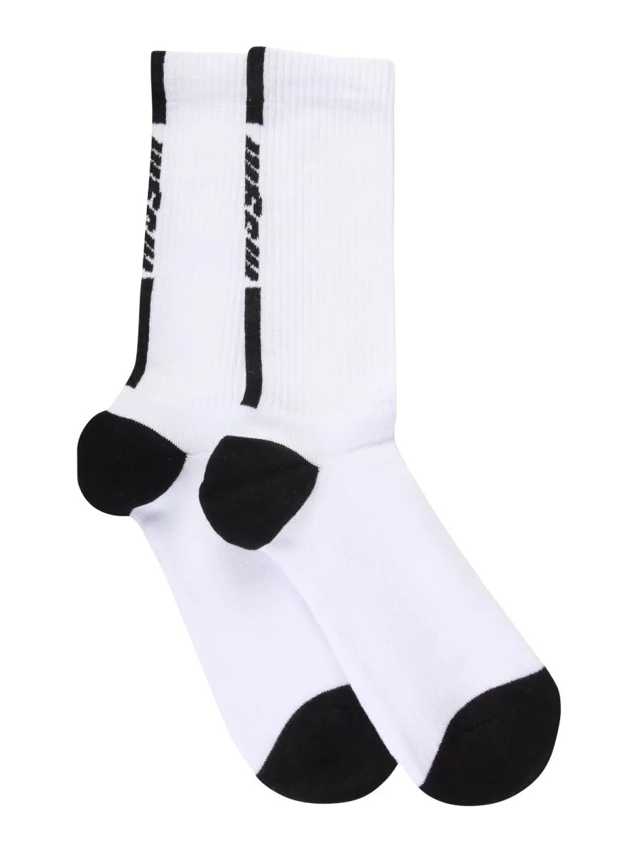 MSGM Logo Intarsia Ribbed Socks