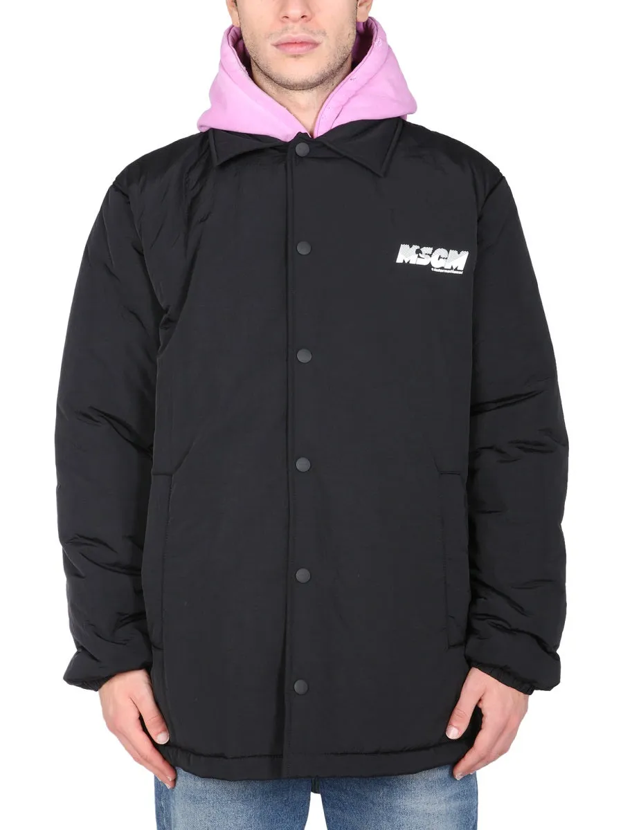 MSGM Logo Print Padded Coat