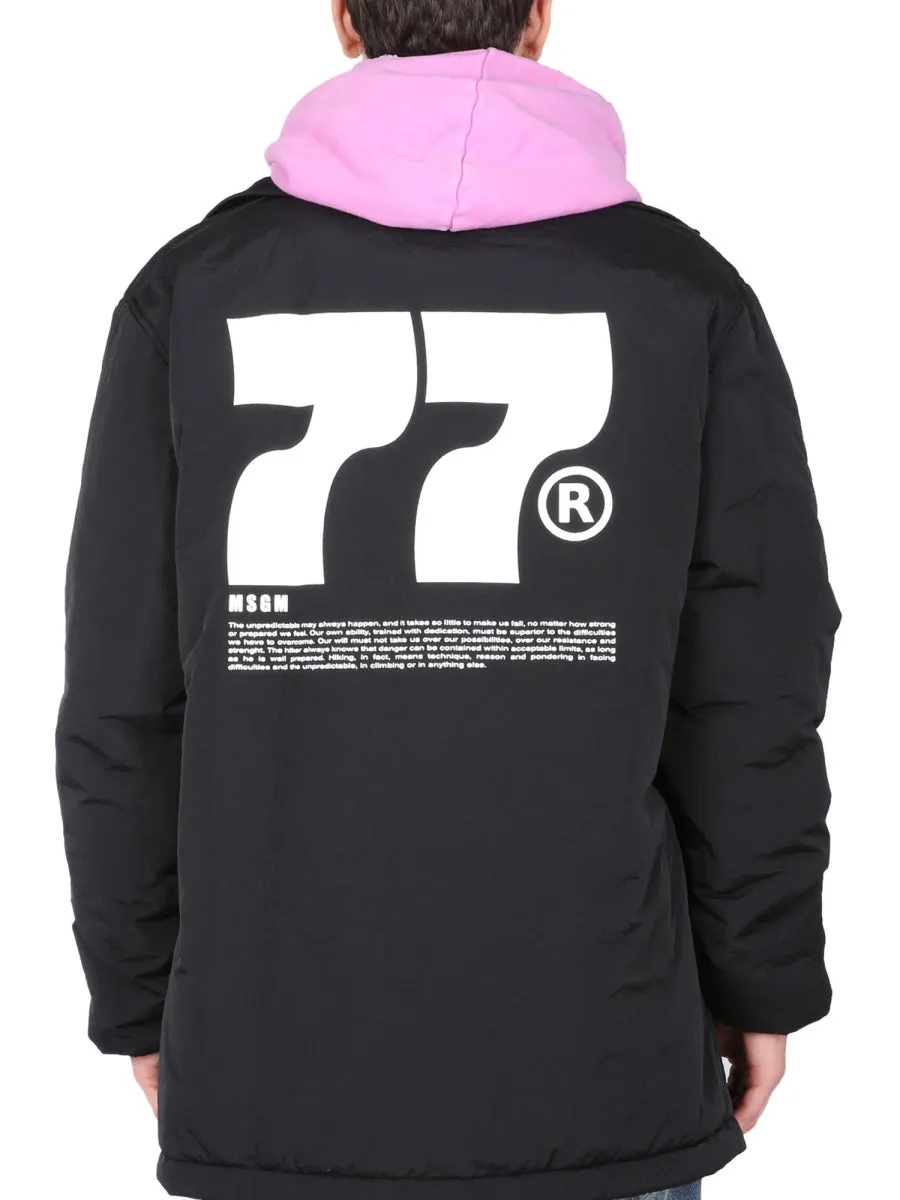 MSGM Logo Print Padded Coat