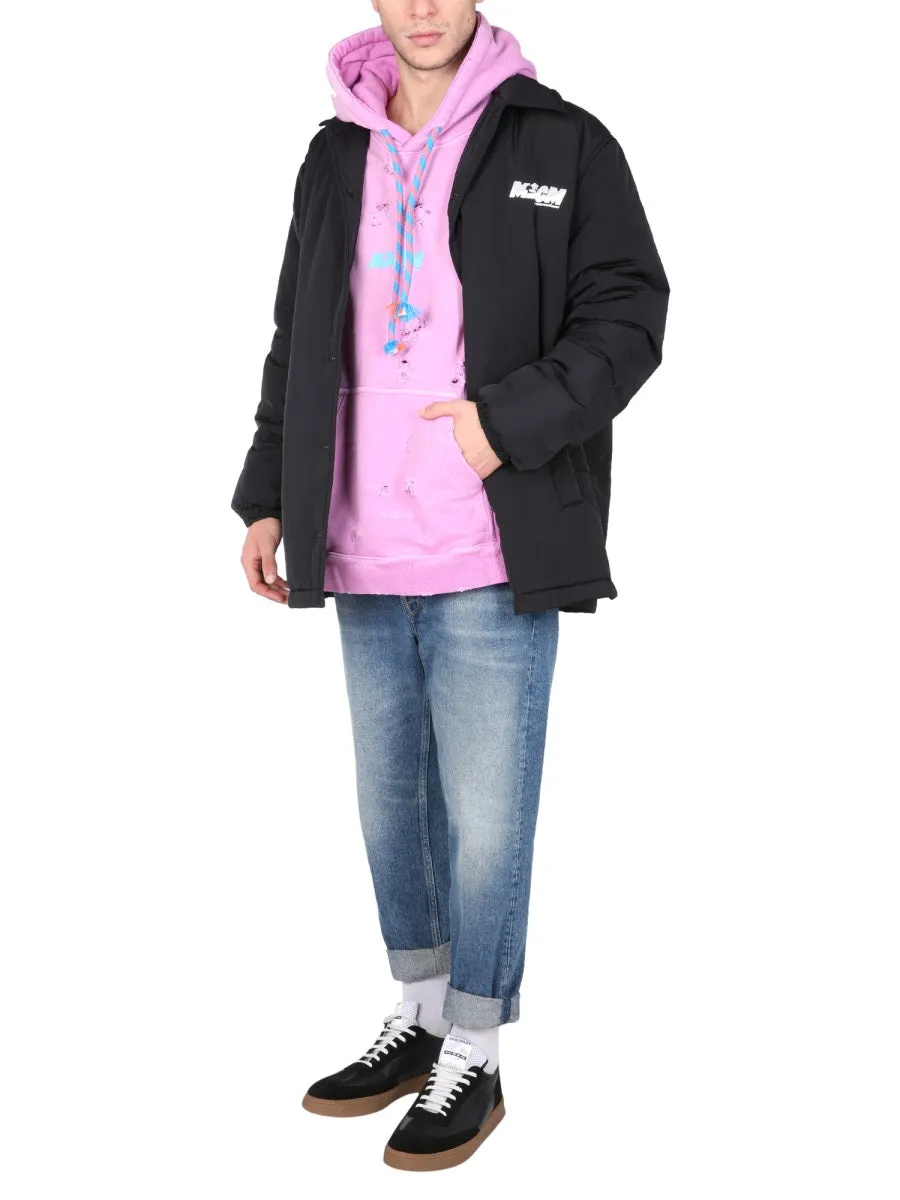 MSGM Logo Print Padded Coat