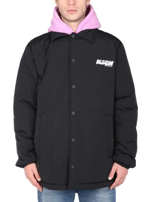 MSGM Logo Print Padded Coat
