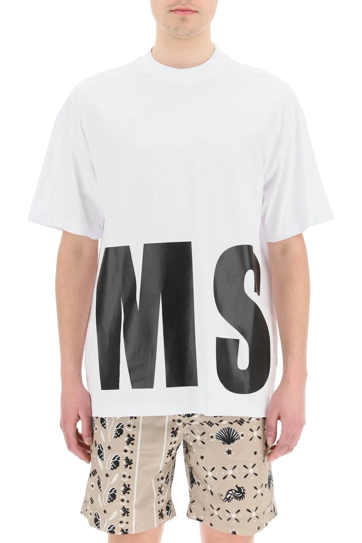MSGM Logo Printed Crewneck T-Shirt