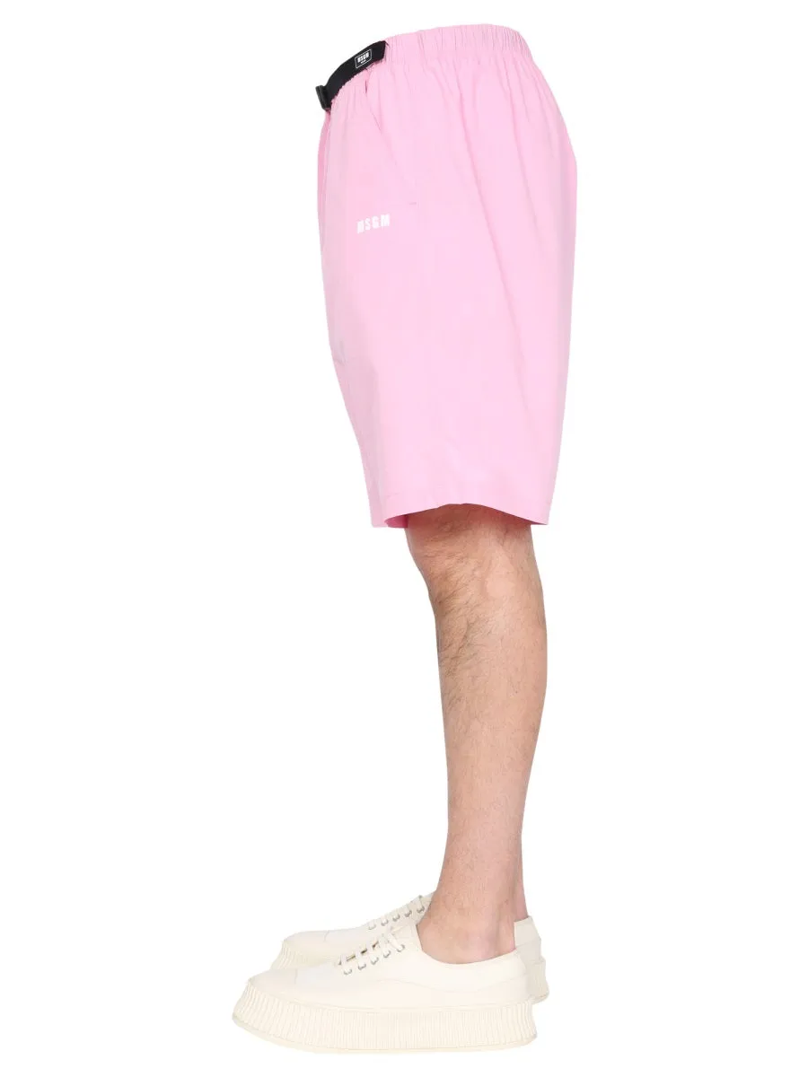 MSGM Logo Printed Shorts