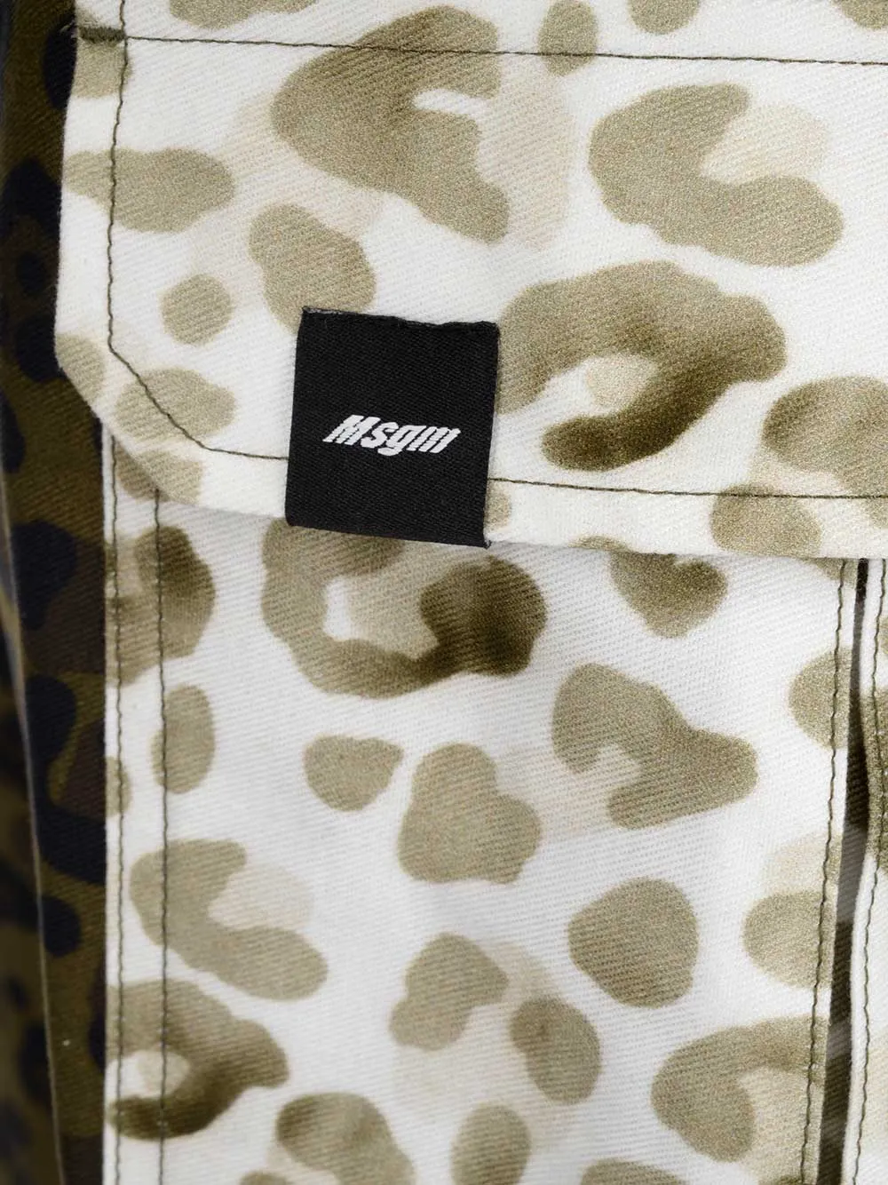 MSGM Two-Tone Leopard Print Cargo Shorts