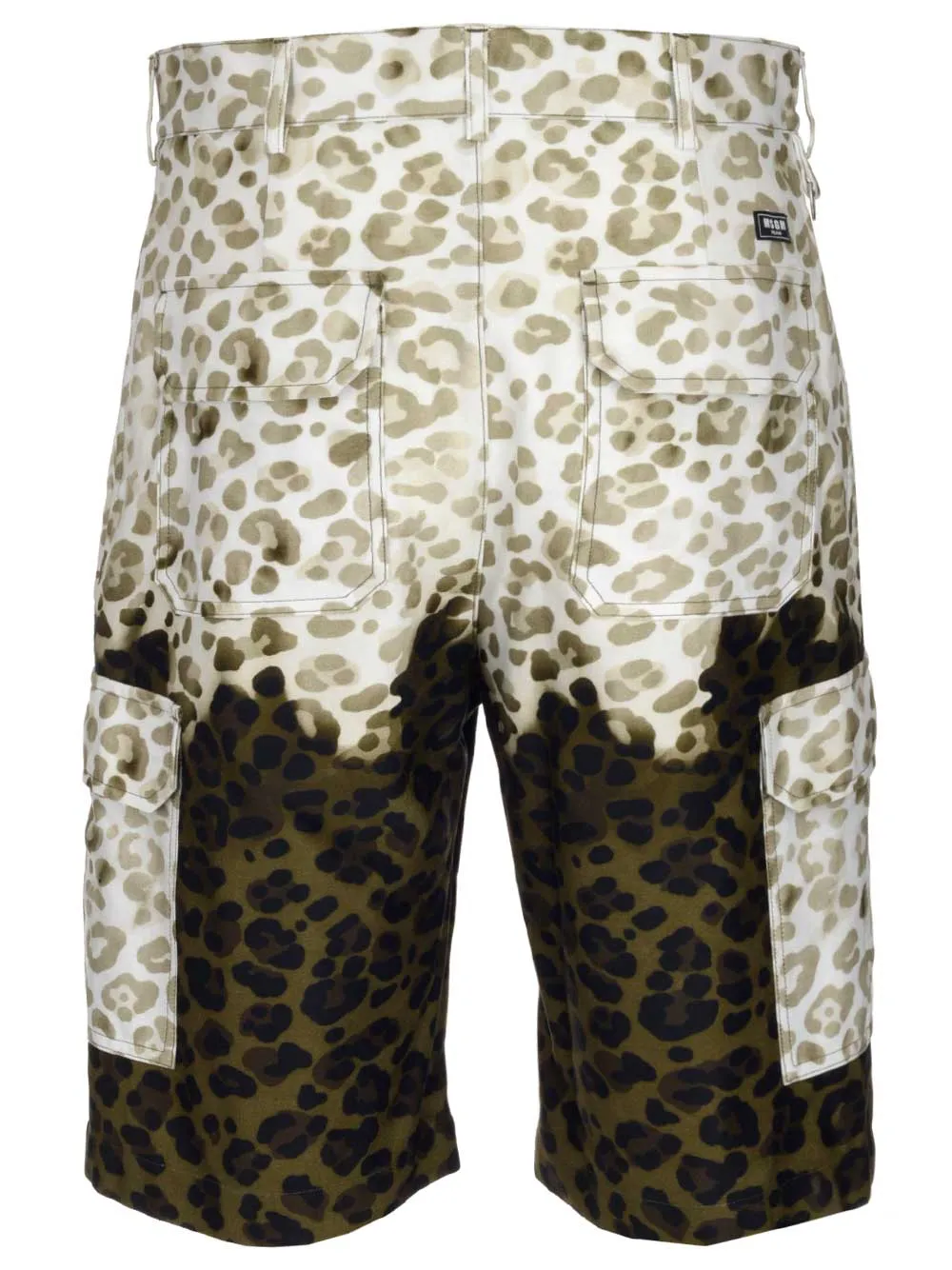 MSGM Two-Tone Leopard Print Cargo Shorts