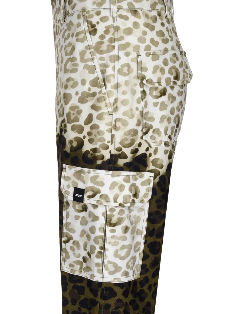 MSGM Two-Tone Leopard Print Cargo Shorts