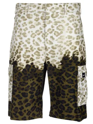 MSGM Two-Tone Leopard Print Cargo Shorts