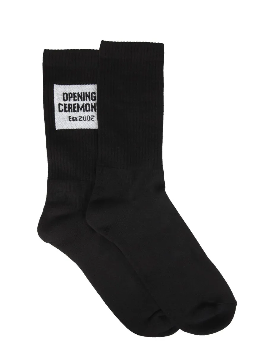 Opening Ceremony Box Logo Intarsia Socks