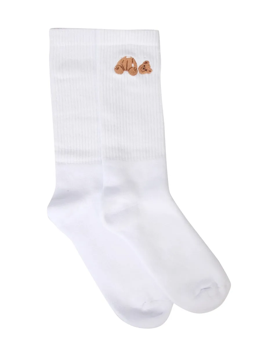 Palm Angels Bear-Motif Ribbed Socks