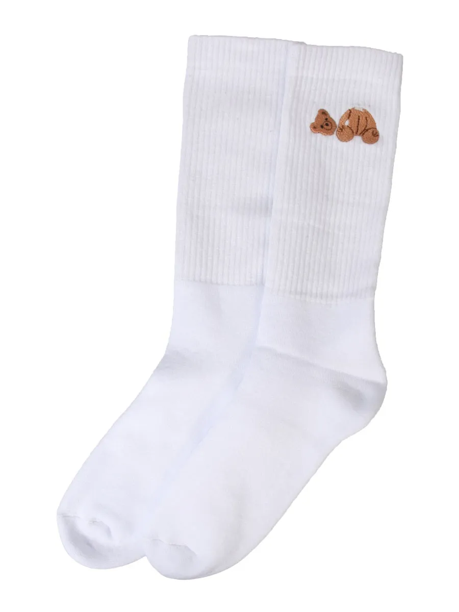 Palm Angels Bear-Motif Ribbed Socks