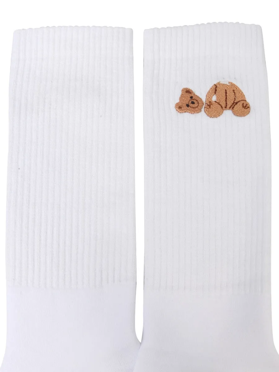 Palm Angels Bear-Motif Ribbed Socks