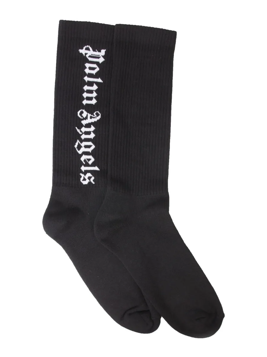 Palm Angels Logo Intarsia Crew Socks