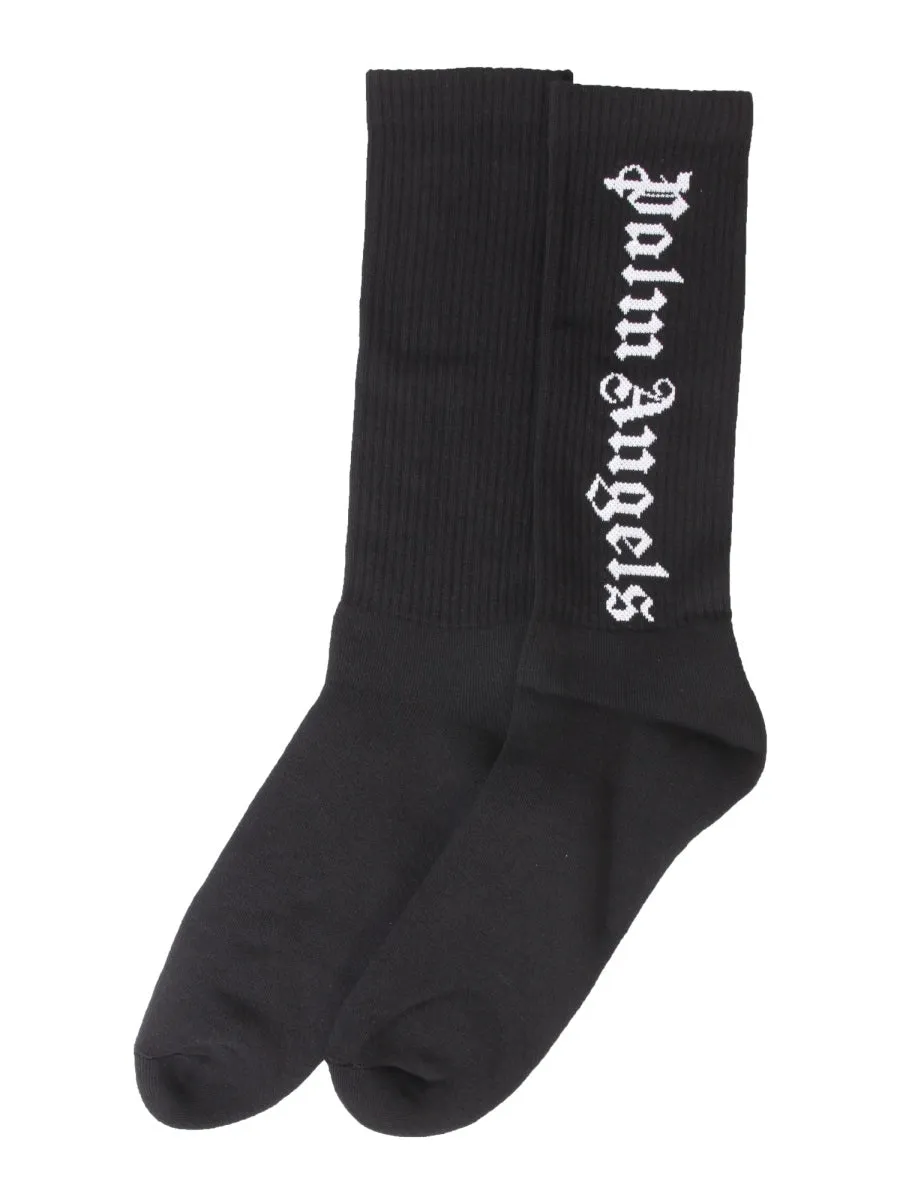 Palm Angels Logo Intarsia Crew Socks