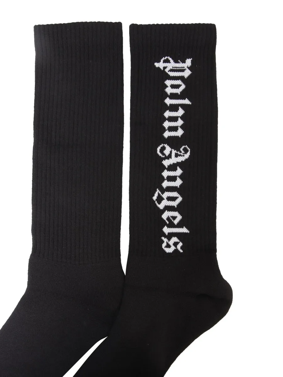 Palm Angels Logo Intarsia Crew Socks
