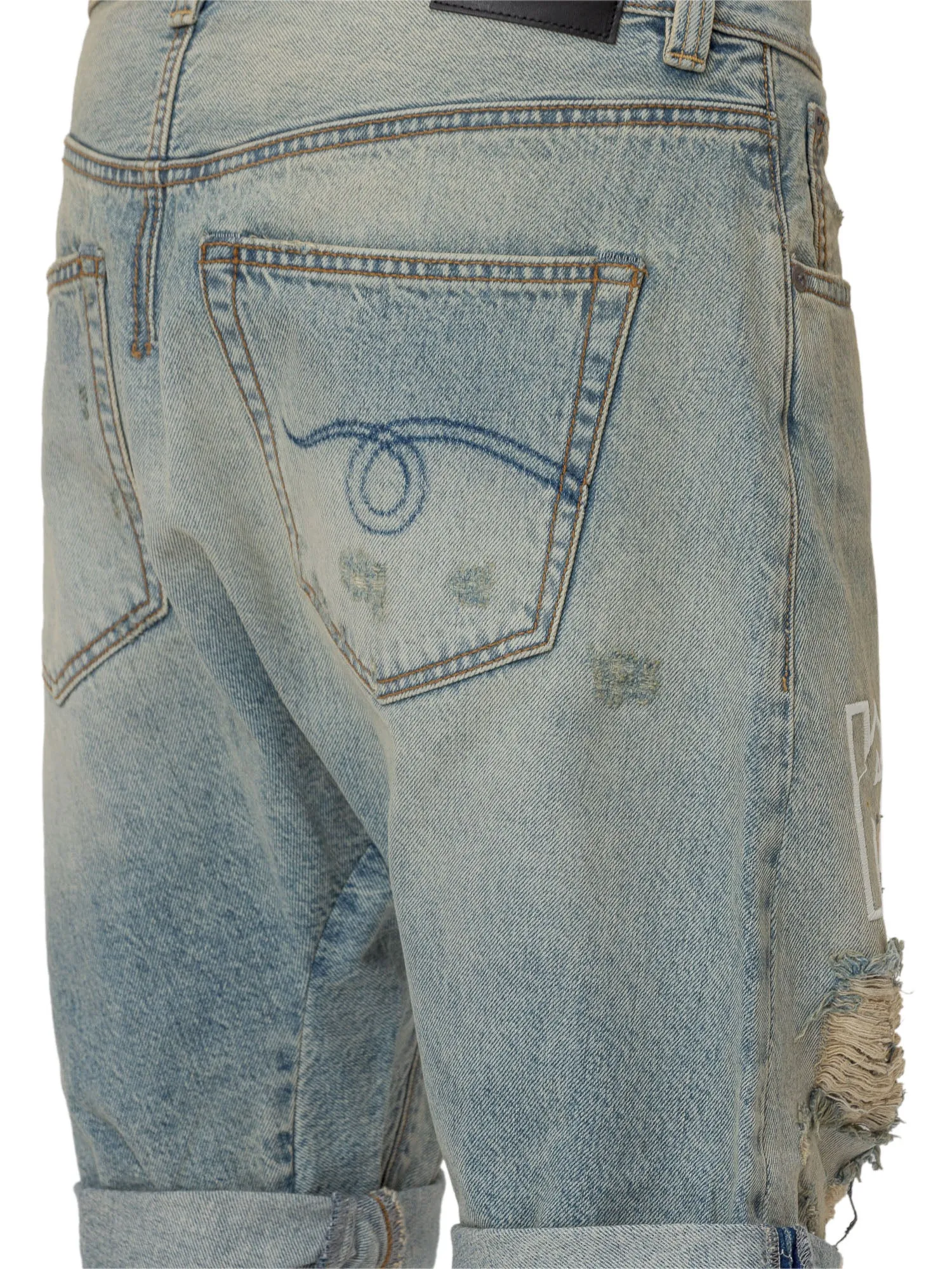 R13 Distressed Denim Shorts
