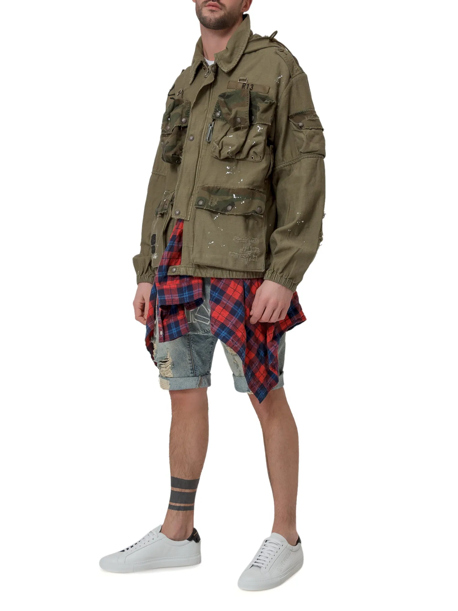 R13 Distressed Denim Shorts