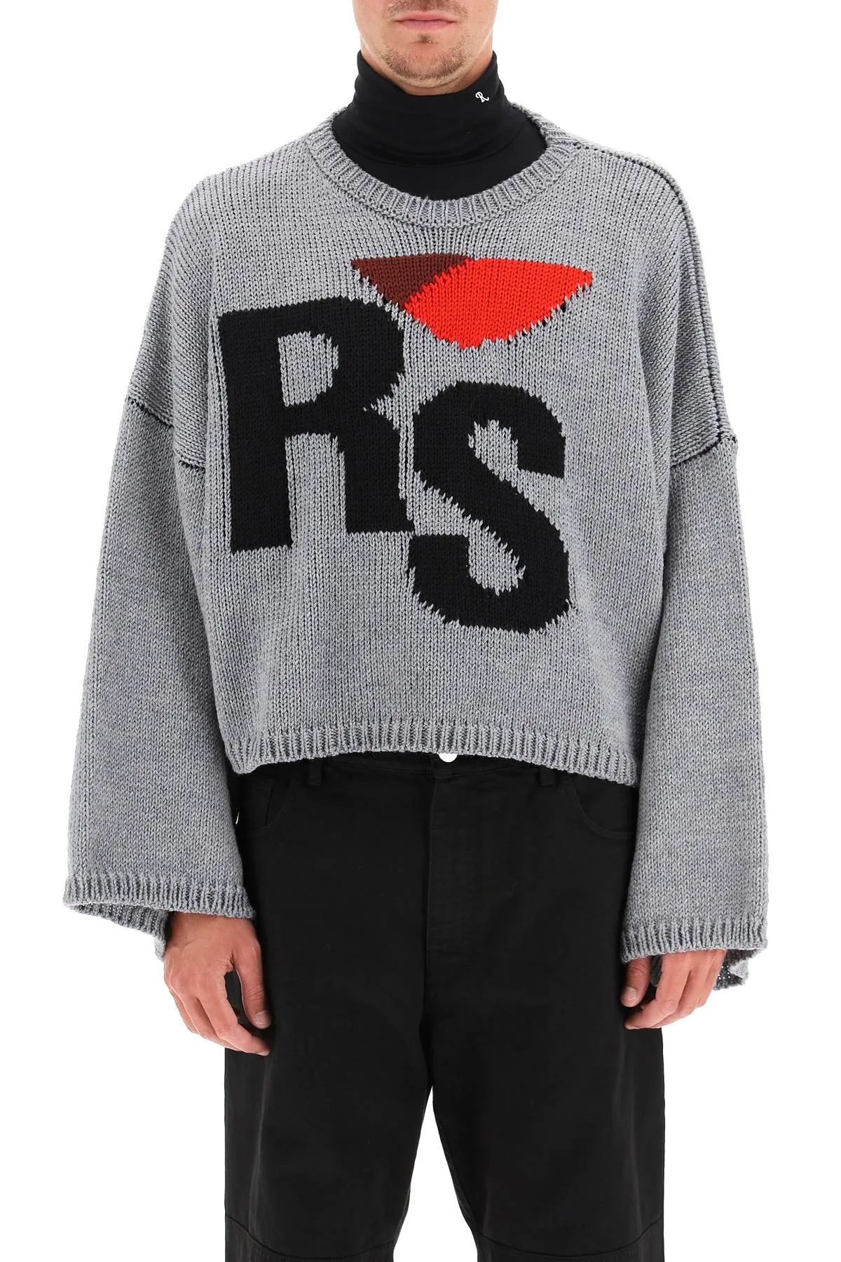 Raf Simons Logo Intarsia Knitted Jumper